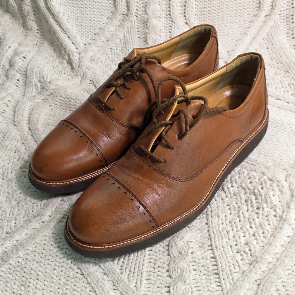 Samuel Hubbard Market‎ Cap Oxford Loafers Shoes Tan Leather Mens 11 Excellent